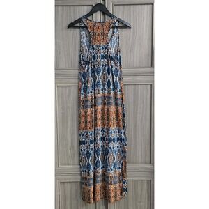 Tye Dyed Racer Back Maxi Dress By Love Boho Tribal Ikat Sz Large